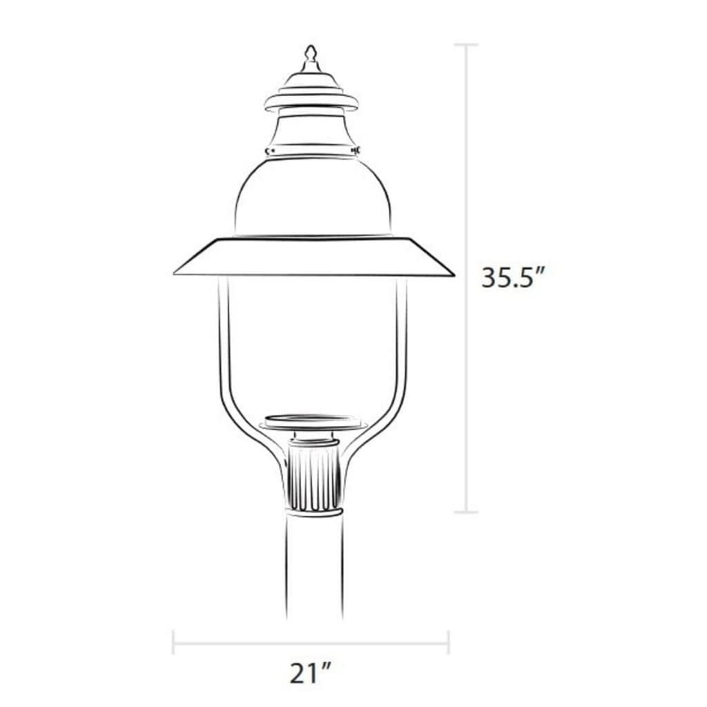 American Gas Lamp Works 21" 4300H Apollo Aluminum Post Mount Estate Electric Light Head