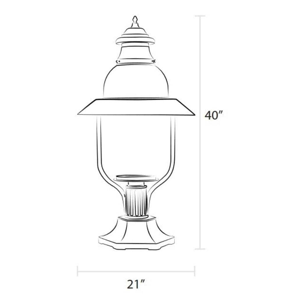 American Gas Lamp Works 21" 4300R Apollo Aluminum Pier Mount Estate Electric Light Head