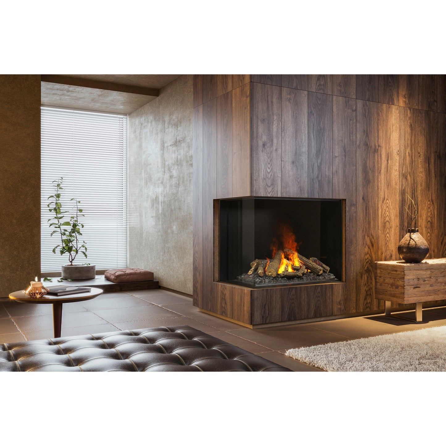 Faber Optimyst e-MatriX 37" Left-Facing Two-Sided Built-in Water Vapor Electric Fireplace