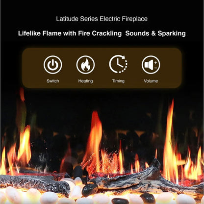 Litedeer Latitude 45" Smart Linear WiFi Enabled Vent-Free Built-In Electric Fireplace With Driftwood Log & River Rock
