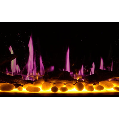 Litedeer Latitude 75" Smart Linear WiFi Enabled Vent-Free Built-In Electric Fireplace With Driftwood Log & River Rock