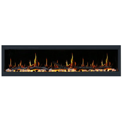 Litedeer Latitude 75" Smart Linear WiFi Enabled Vent-Free Built-In Electric Fireplace With Driftwood Log & River Rock
