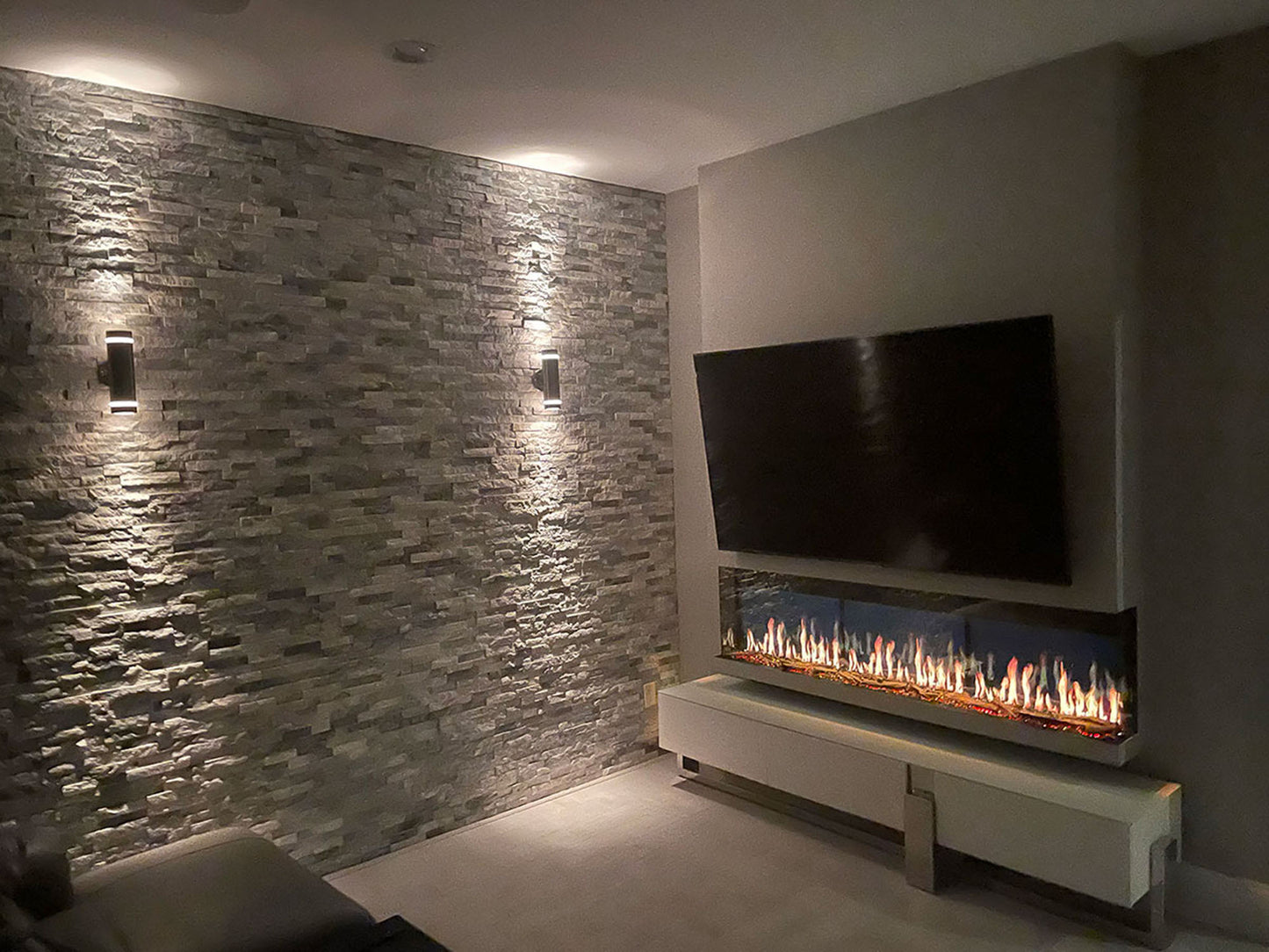 Modern Flames Orion Multi 120" Heliovision Built-in / Wall-Mounted Linear Smart Virtual Electric Fireplace