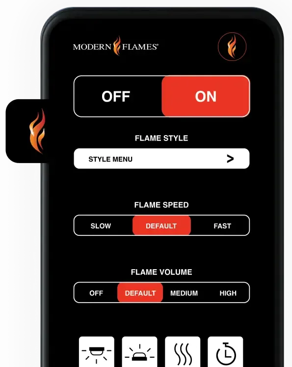 Modern Flames Orion Multi 76" Heliovision Built-in / Wall-Mounted Linear Smart Virtual Electric Fireplace