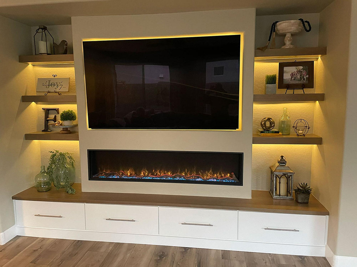 Modern Flames Orion Slim 76" Heliovision Built-in / Wall-Mounted Linear Smart Virtual Electric Fireplace