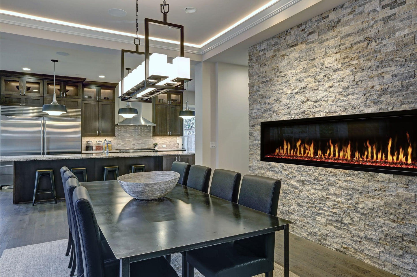 Modern Flames Orion Slim 100" Heliovision Built-in / Wall-Mounted Linear Smart Virtual Electric Fireplace