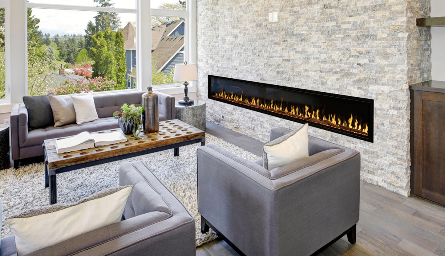 Modern Flames Orion Slim 100" Heliovision Built-in / Wall-Mounted Linear Smart Virtual Electric Fireplace