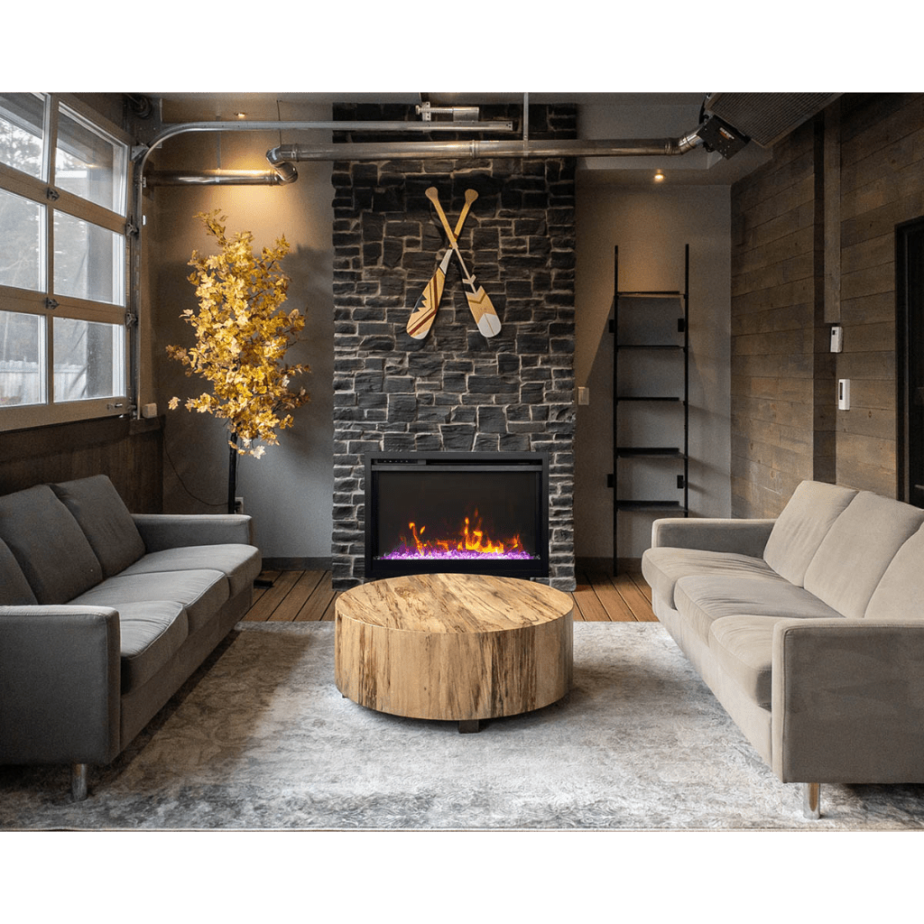 Remii by Amantii 33" Classic Extra Slim Built In Electric Fireplace with Black Steel Surround