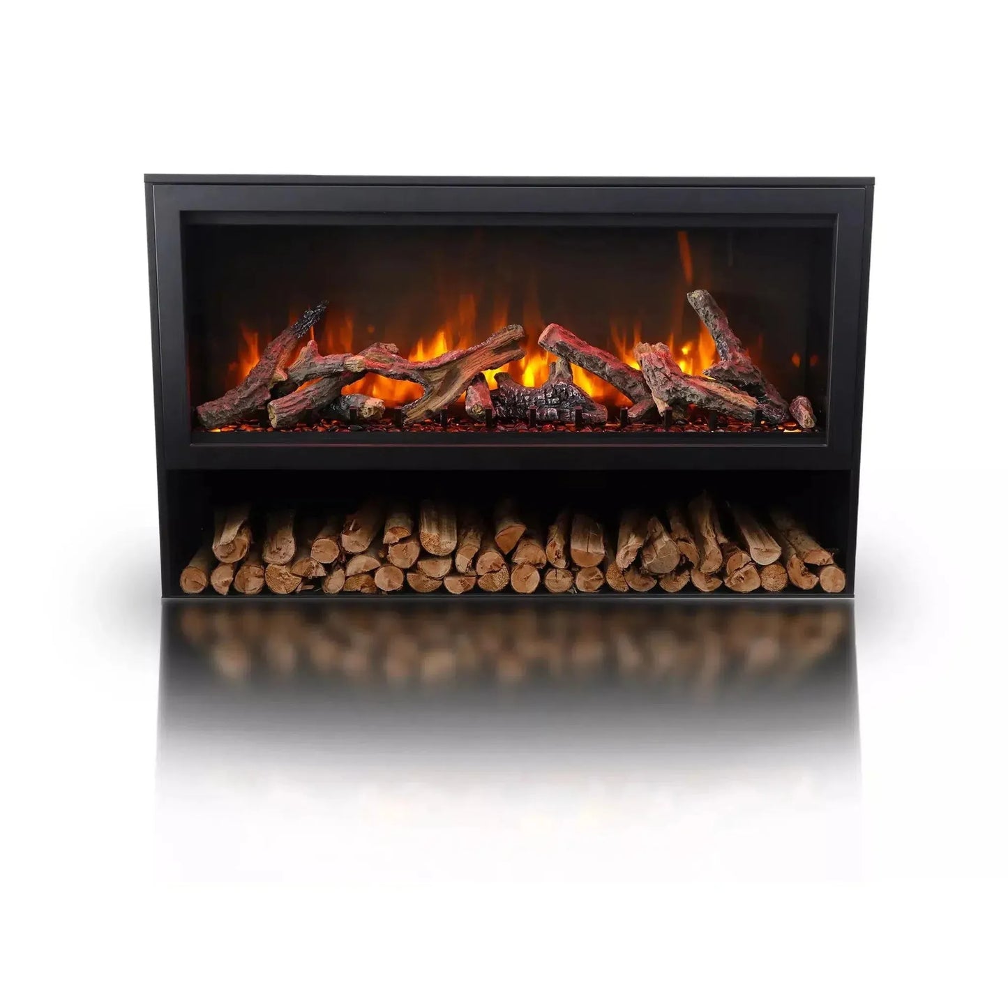 Remii by Amantii Black Contemporary Pedestal Display With Storage Compartment for 33" Classic Traditional Electric Fireplace