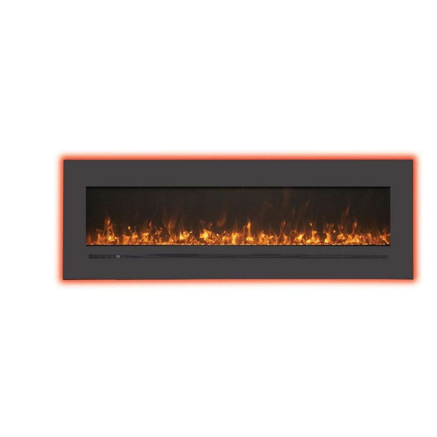 Sierra Flame by Amantii Wall Mount/Flush Mount 88" Electric Fireplace With Deep Charcoal Colored Steel Surround and Glass Media