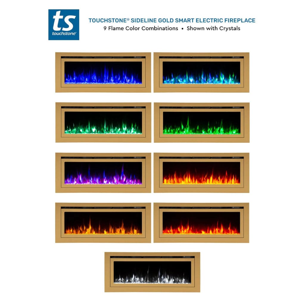 Touchstone Sideline Deluxe Gold 50" Recessed Smart Electric Fireplace