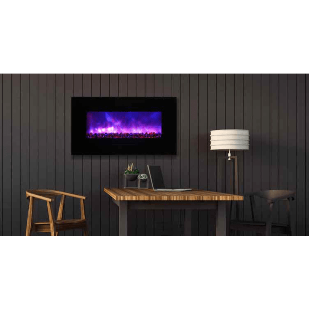 Amantii 34" Wall Mount/Flush Mount Electric Fireplace with Glass Surround