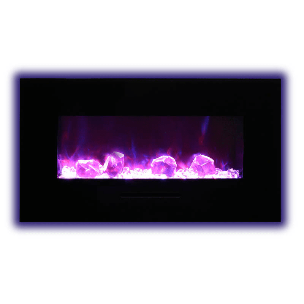 Amantii 34" Wall Mount/Flush Mount Electric Fireplace with Glass Surround