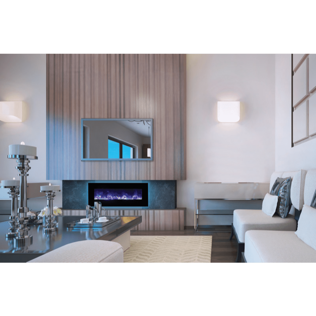 Amantii 60" Wall Mount/Flush Mount Electric Fireplace with Glass Surround