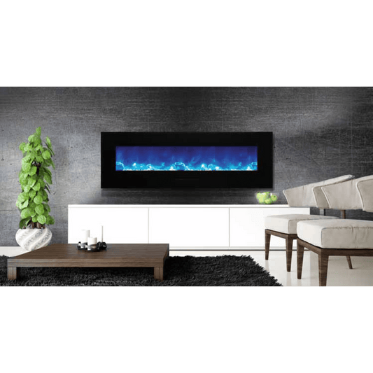 Amantii 60" Wall Mount/Flush Mount Electric Fireplace with Glass Surround