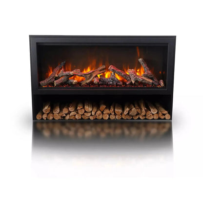 Amantii Black Contemporary Pedestal Display With Storage Compartment for TRD 33" Fireplace