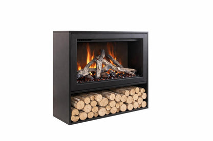 Amantii Black Contemporary Pedestal Display With Storage Compartment for TRD 38" Fireplace