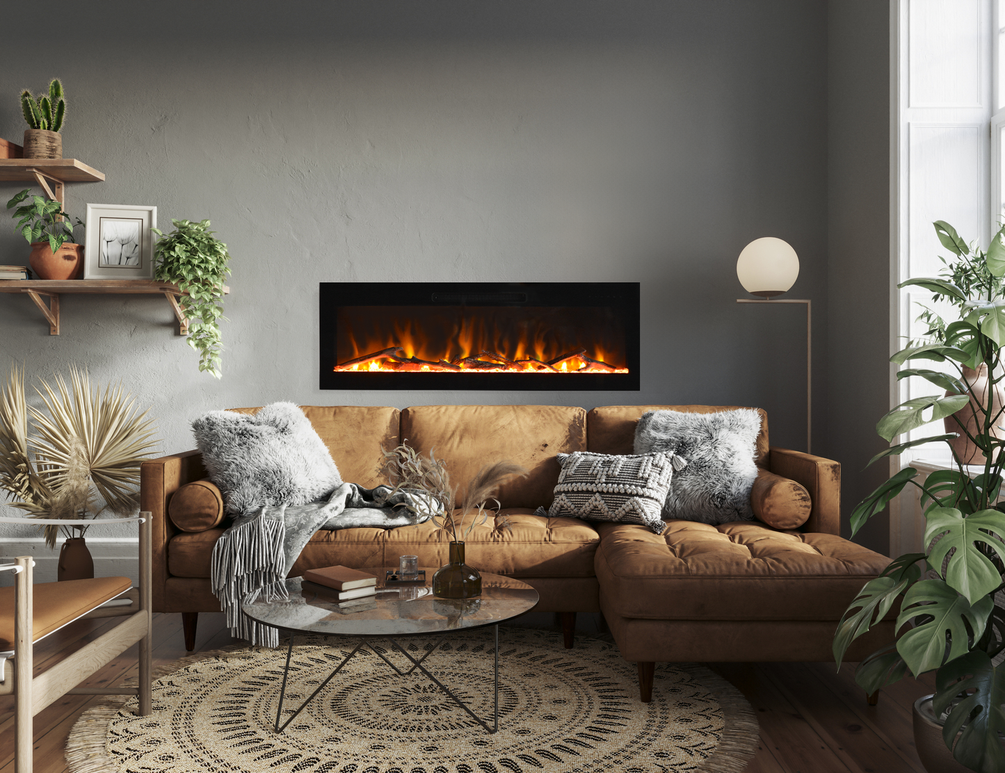 Amantii Fire & Ice Evolution Linear 36" WiFi Enabled Wall-Mounted Electric Fireplace