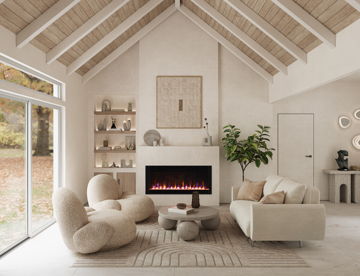 Amantii Fire & Ice Evolution Linear 50" WiFi Enabled Wall-Mounted Electric Fireplace