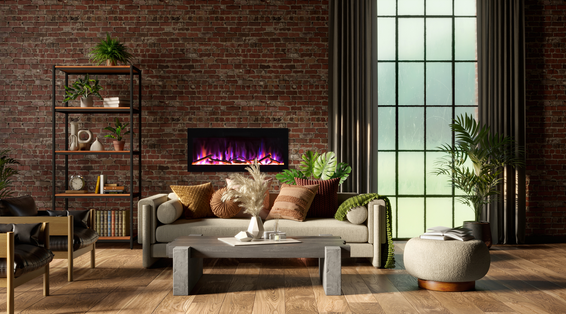 Amantii Fire & Ice Evolution Linear 60" WiFi Enabled Wall-Mounted Electric Fireplace