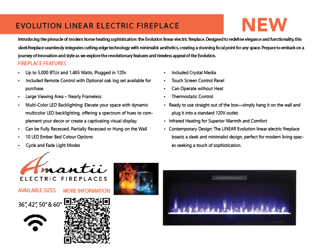 Amantii Fire & Ice Evolution Linear 42" WiFi Enabled Wall-Mounted Electric Fireplace