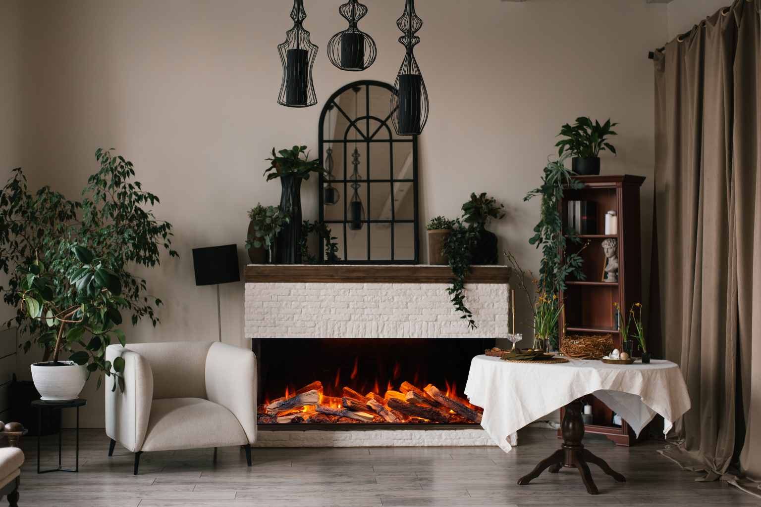 Amantii Fire & Ice LumaForest 75" 3-Sided WiFi-Enabled Built-in Electric Fireplace
