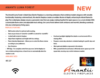 Amantii Fire & Ice LumaForest 75" 3-Sided WiFi-Enabled Built-in Electric Fireplace