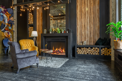 Amantii Fire & Ice RusticStone 36" WiFi-Enabled Built-in Electric Fireplace Insert
