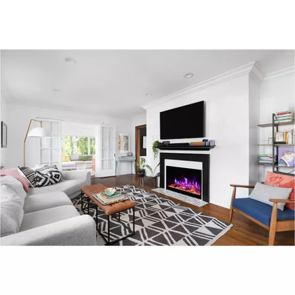 Amantii Fire & Ice RusticStone 36" WiFi-Enabled Built-in Electric Fireplace Insert