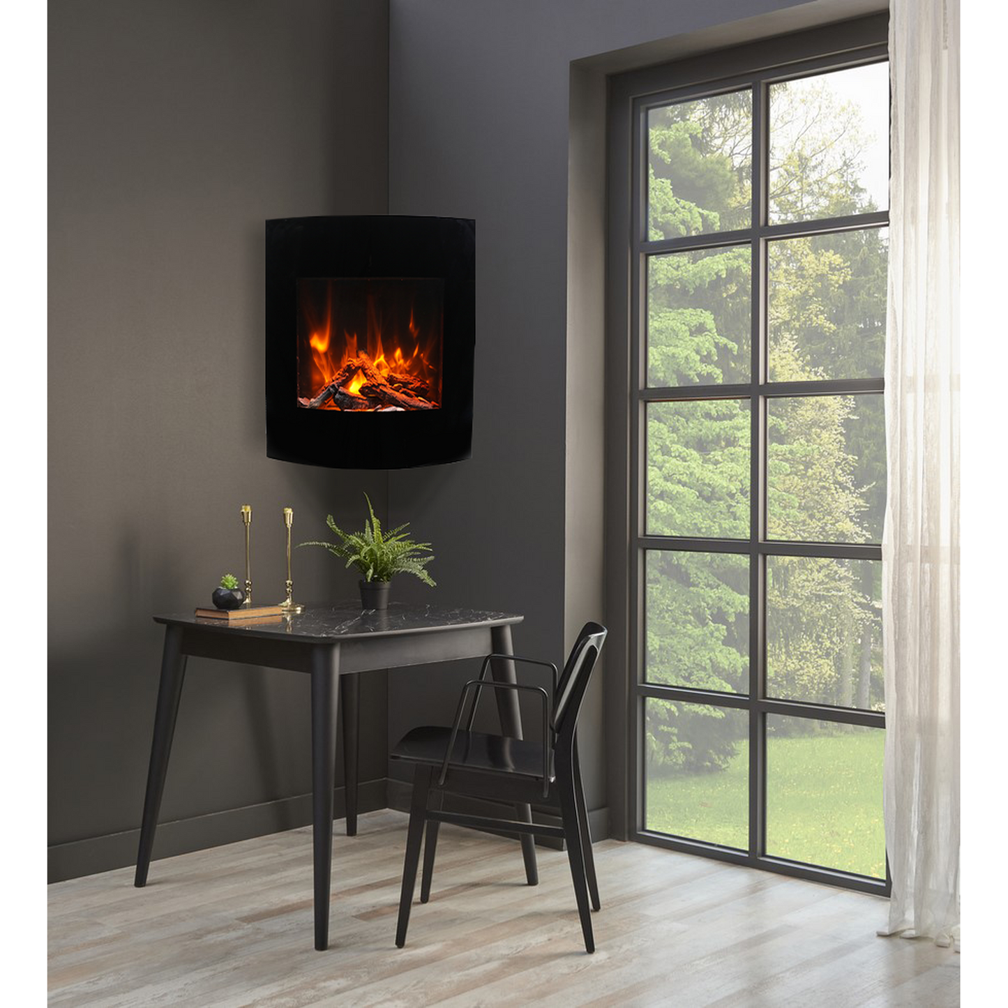 Amantii LUMINA Zero Clearance 24" Corner Wall Mount Smart Electric Fireplace