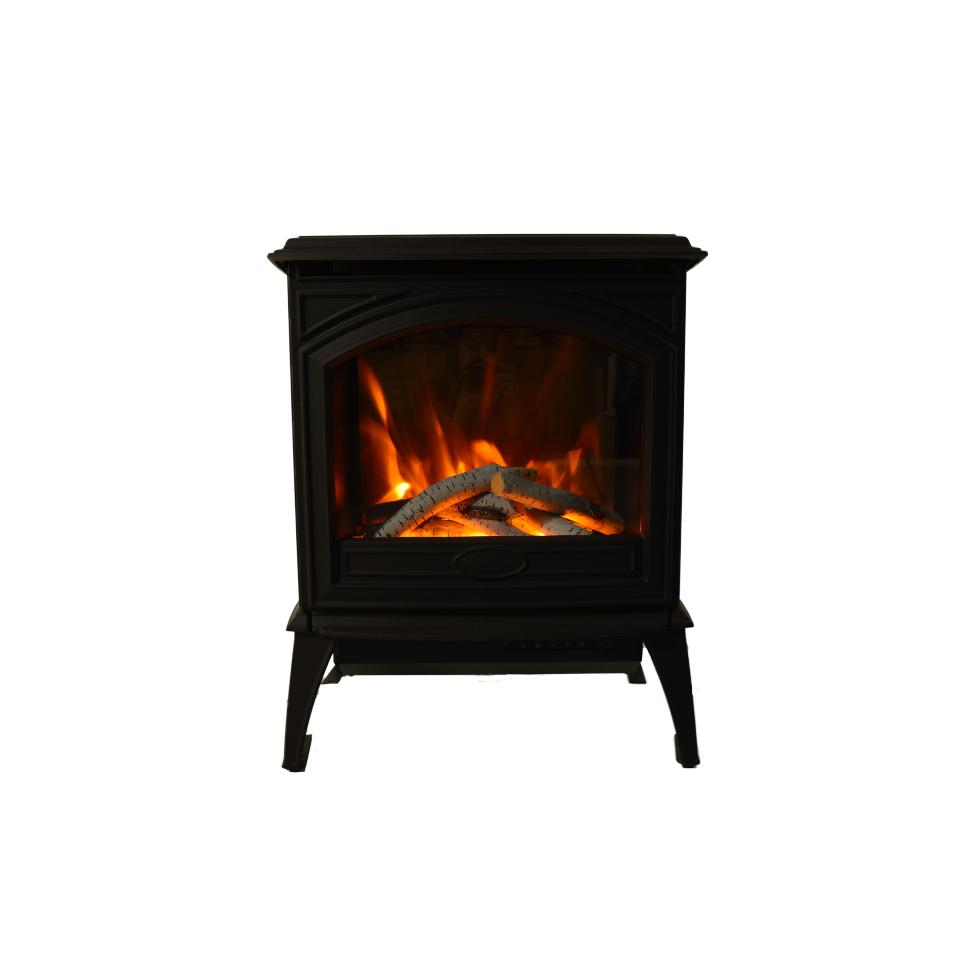 Amantii Lynwood Cast Iron E-50 Freestanding Electric Stove With Birch Log Set