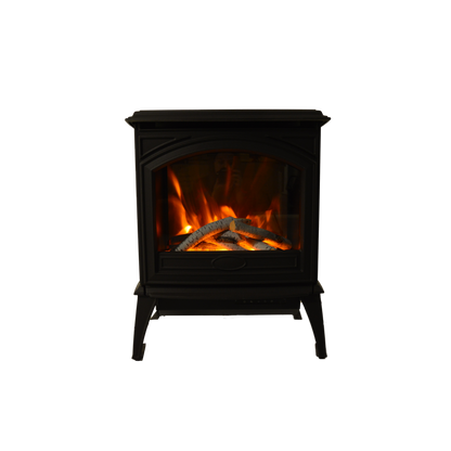 Amantii Lynwood Cast Iron E-50 Freestanding Electric Stove With Birch Log Set