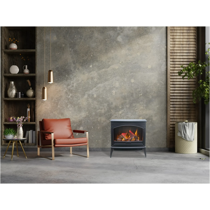 Amantii Lynwood Cast Iron E-70 Freestanding Electric Stove With Birch Log Set