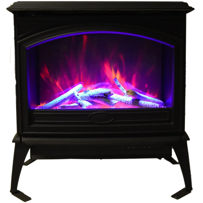 Amantii Lynwood Cast Iron E-70 Freestanding Electric Stove With Birch Log Set