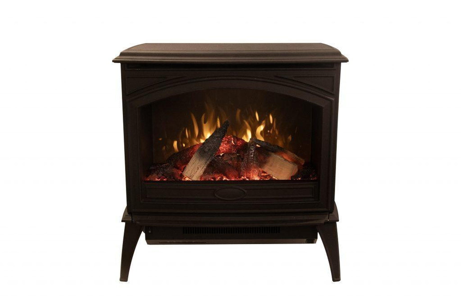 Amantii Lynwood Cast Iron E50-HO Freestanding High Power Electric Fireplace With Lit Logs & Split Logs