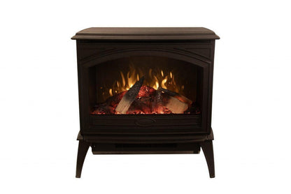 Amantii Lynwood Cast Iron E50-HO Freestanding High Power Electric Fireplace With Lit Logs & Split Logs