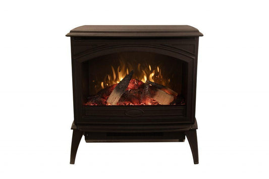 Amantii Lynwood Cast Iron E50-HO Freestanding High Power Electric Fireplace With Lit Logs & Split Logs
