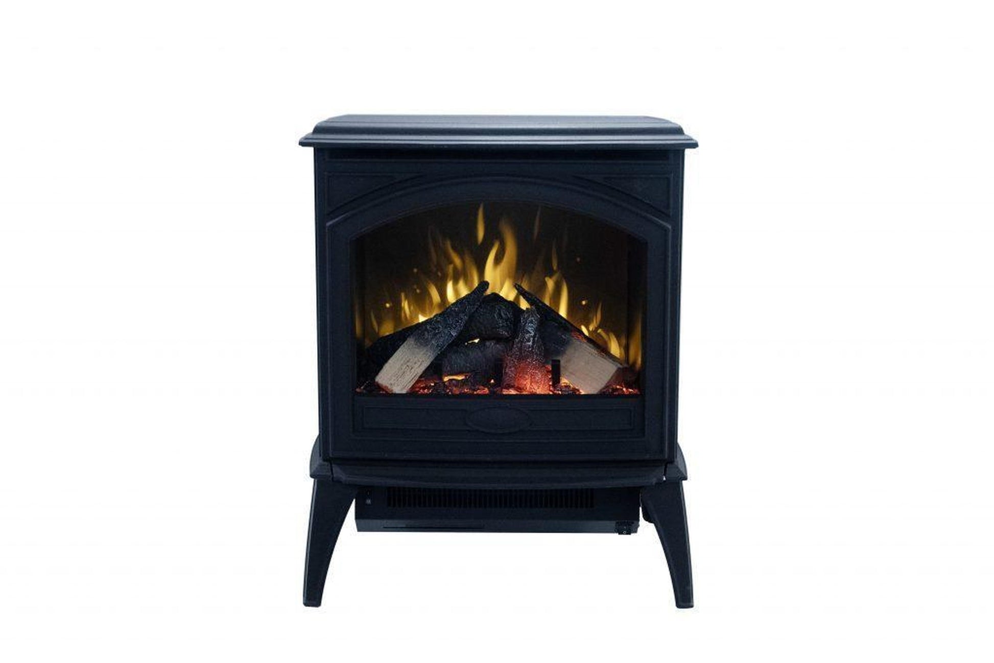 Amantii Lynwood Cast Iron E50-HO Freestanding High Power Electric Fireplace With Lit Logs & Split Logs