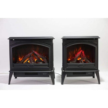 Amantii Lynwood Cast Iron E70-HO Freestanding High Power Electric Fireplace With Lit Logs & Split Logs