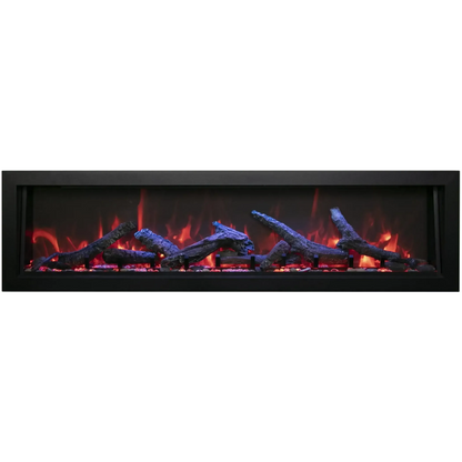 Amantii Panorama BI Deep 88" Indoor / Outdoor Full View Smart Built-in Electric Fireplace With Black Steel Surround
