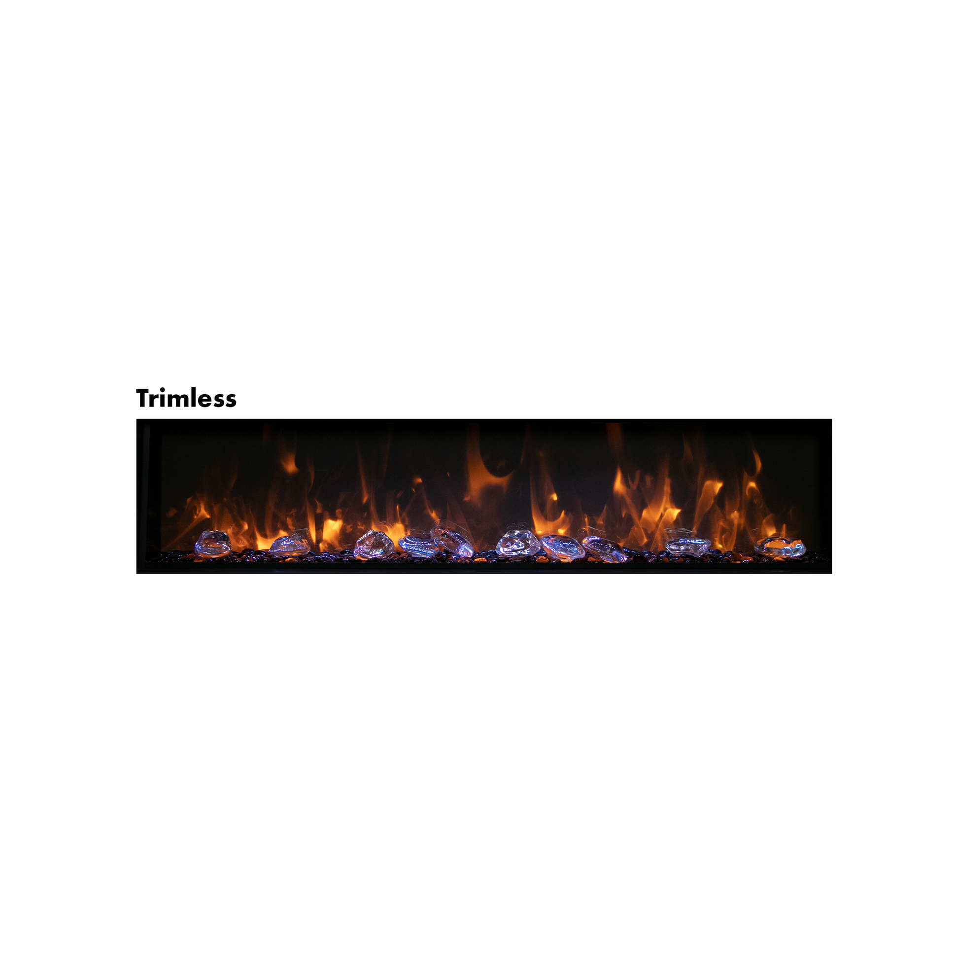 Amantii Panorama BI Deep 88" Indoor / Outdoor Full View Smart Built-in Electric Fireplace With Black Steel Surround