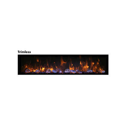 Amantii Panorama BI Deep 88" Indoor / Outdoor Full View Smart Built-in Electric Fireplace With Black Steel Surround