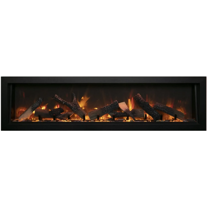Amantii Panorama BI Deep 88" Indoor / Outdoor Full View Smart Built-in Electric Fireplace With Black Steel Surround
