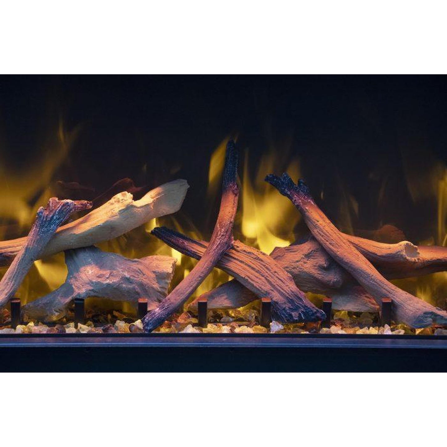 Amantii Panorama BI Deep 88" Indoor / Outdoor Full View Smart Built-in Electric Fireplace With Black Steel Surround