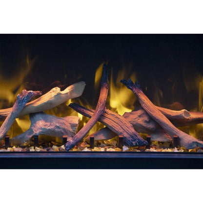 Amantii Panorama BI Deep 88" Indoor / Outdoor Full View Smart Built-in Electric Fireplace With Black Steel Surround