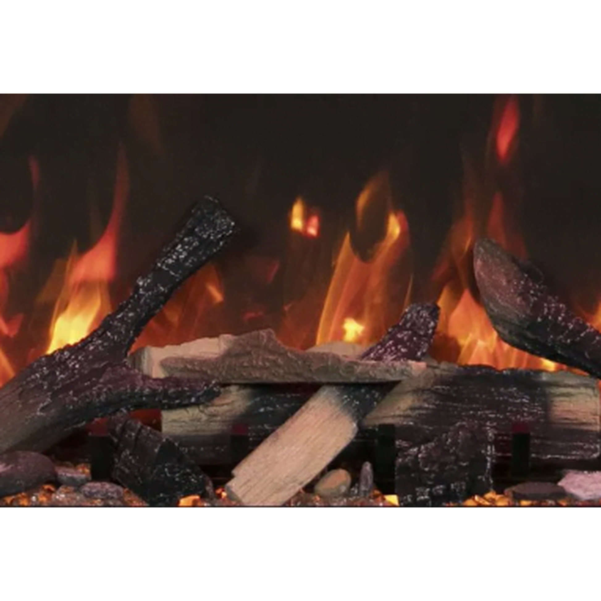 Amantii Panorama BI Deep 88" Indoor / Outdoor Full View Smart Built-in Electric Fireplace With Black Steel Surround