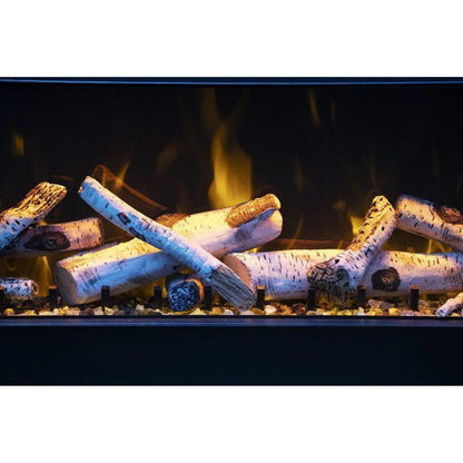 Amantii Panorama BI Deep 88" Indoor / Outdoor Full View Smart Built-in Electric Fireplace With Black Steel Surround