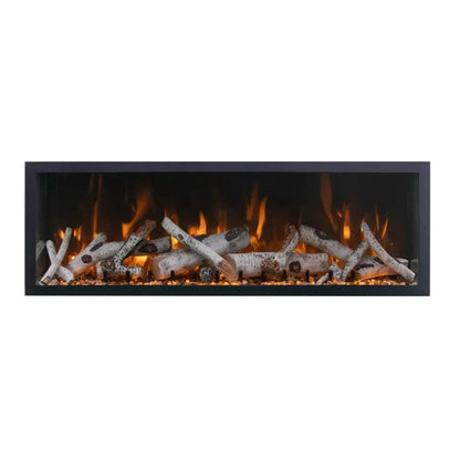 Amantii Panorama BI Deep & Extra Tall 88" Indoor / Outdoor Full View Smart Built-in Electric Fireplace With Black Steel Surround