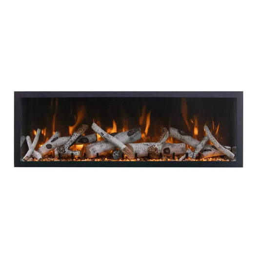 Amantii Panorama BI Deep & Extra Tall 88" Indoor / Outdoor Full View Smart Built-in Electric Fireplace With Black Steel Surround