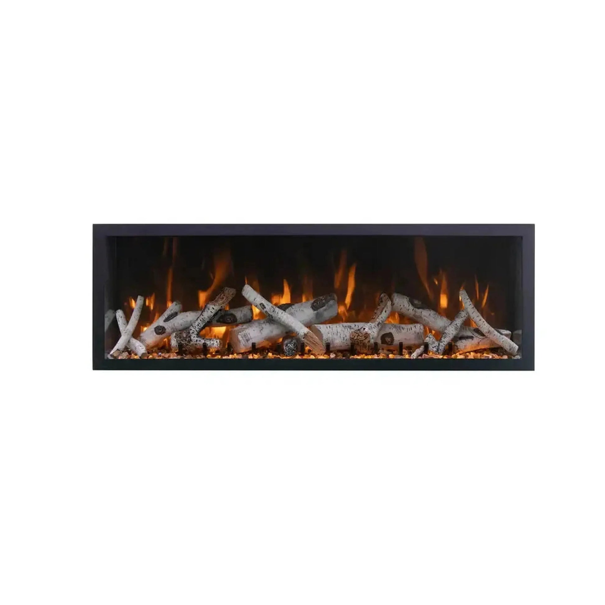 Amantii Panorama BI Deep & Extra Tall 88" Indoor / Outdoor Full View Smart Built-in Electric Fireplace With Black Steel Surround